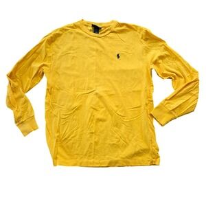 Polo Ralph Lauren Mens Long Sleeve T-Shirt Yellow Cotton Pony Logo Small S